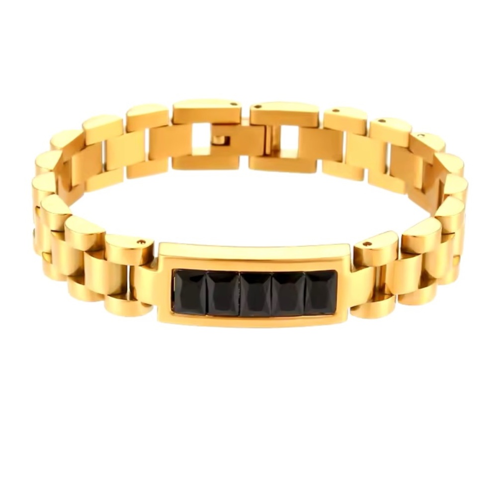 New Gold Filled women’s 6.5” black stone bracelet